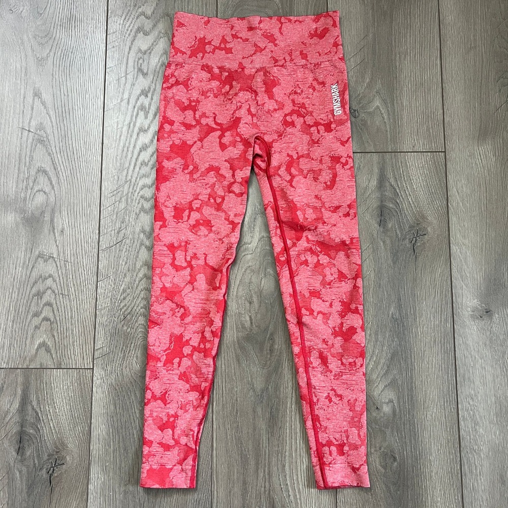 Gymshark Adapt Camo Seamless High Waist Scrunch Leggings Womens Small Red